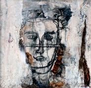 Héctor de Anda Falso Retrato 18 Acrílico sobre madera 24 cm x 24 cm 1996 
